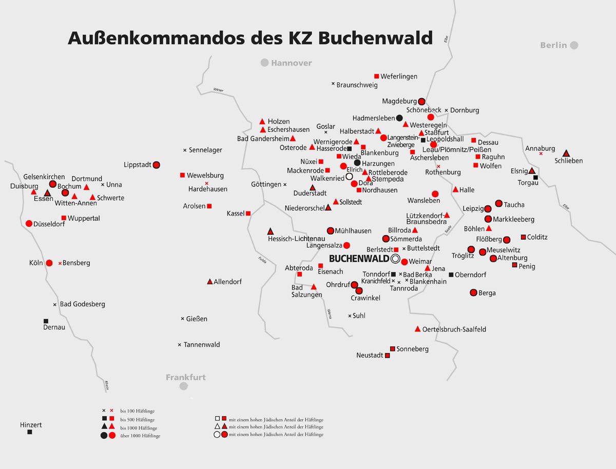 Karte  der Aussenlager KZ Buchenwald